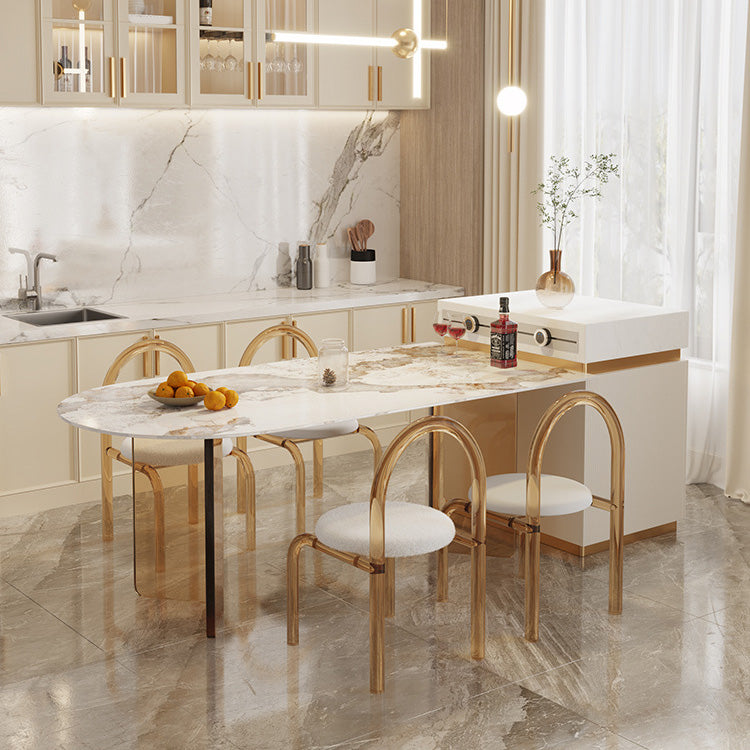 Modern Dining Table Sintered Stone Table with Acrylic Legs for Home Use