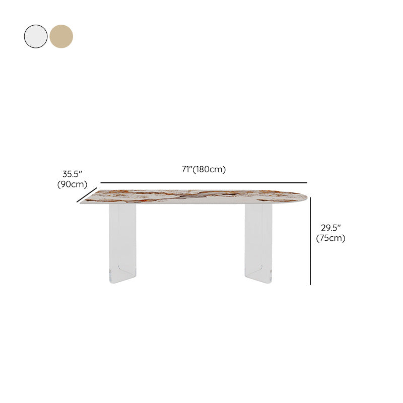 Modern Dining Table Sintered Stone Table with Acrylic Legs for Home Use