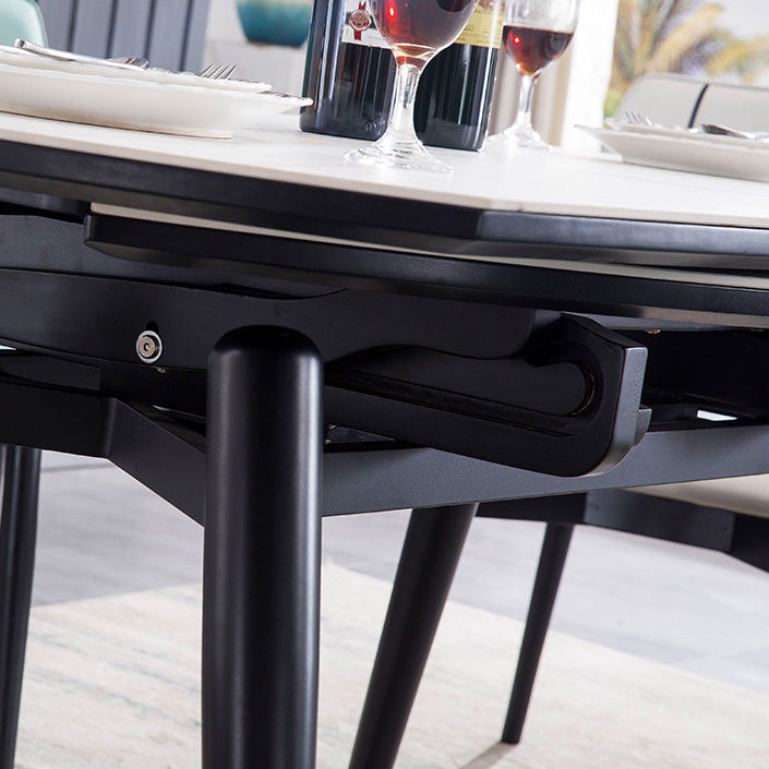 Modern 4 Legs Dining Table Stone Scalable Table for Dining Room