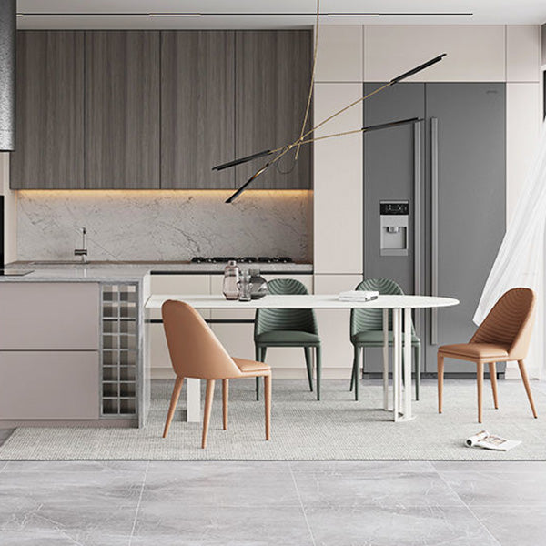 Modern Dining Table Sintered Stone Table with Metal Legs for Home Use