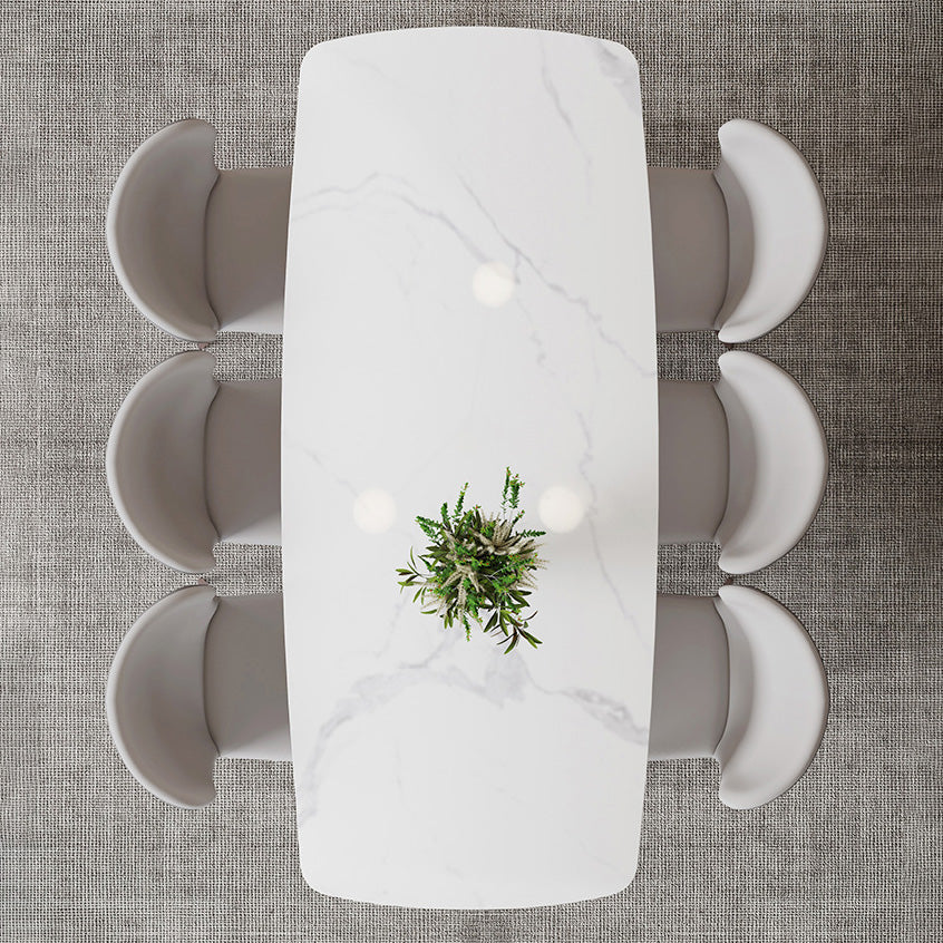 Glam Dining Table Sintered Stone Table with Metal Legs for Home Use