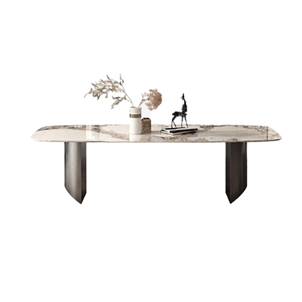 Contemporary Dining Table Sintered Stone Table with Metal Legs for Home Use