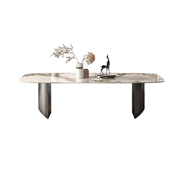Contemporary Dining Table Sintered Stone Table with Metal Legs for Home Use