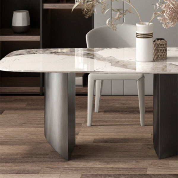 Contemporary Dining Table Sintered Stone Table with Metal Legs for Home Use