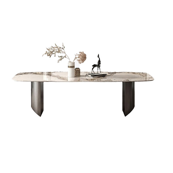 Contemporary Dining Table Sintered Stone Table with Metal Legs for Home Use
