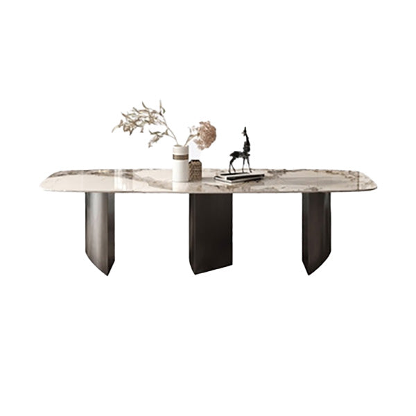 Contemporary Dining Table Sintered Stone Table with Metal Legs for Home Use