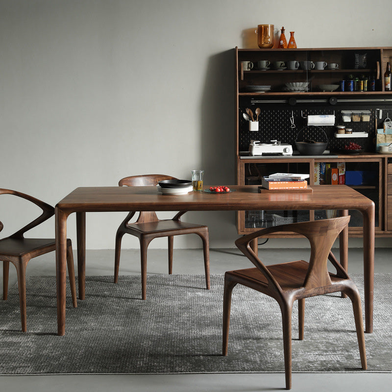 Industrial Dining Table Rectangular Table with Wooden Legs for Home Use