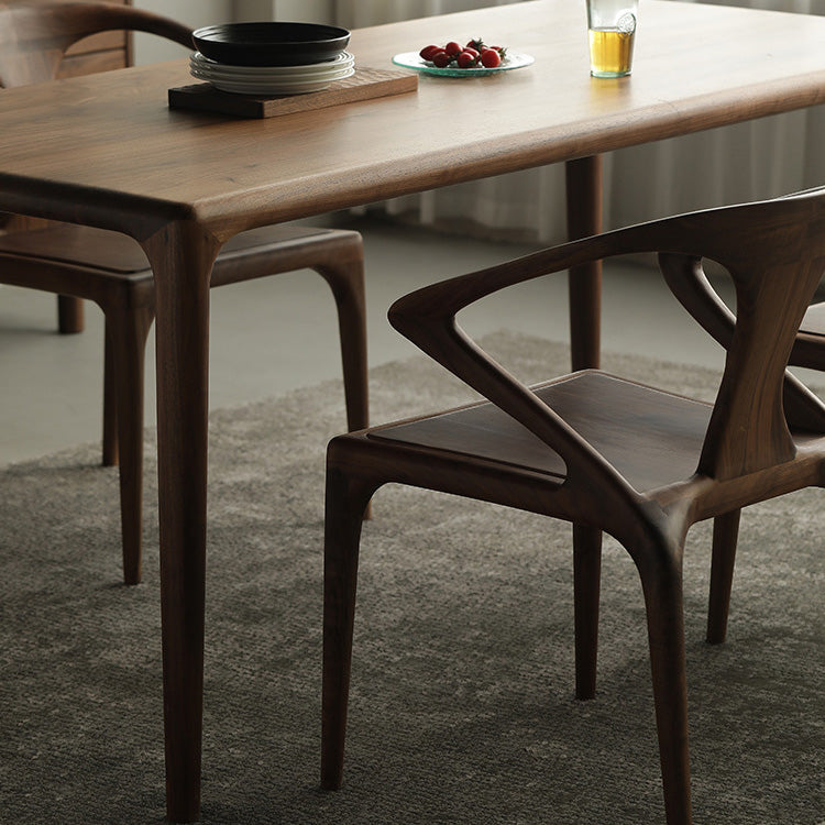 Industrial Dining Table Rectangular Table with Wooden Legs for Home Use