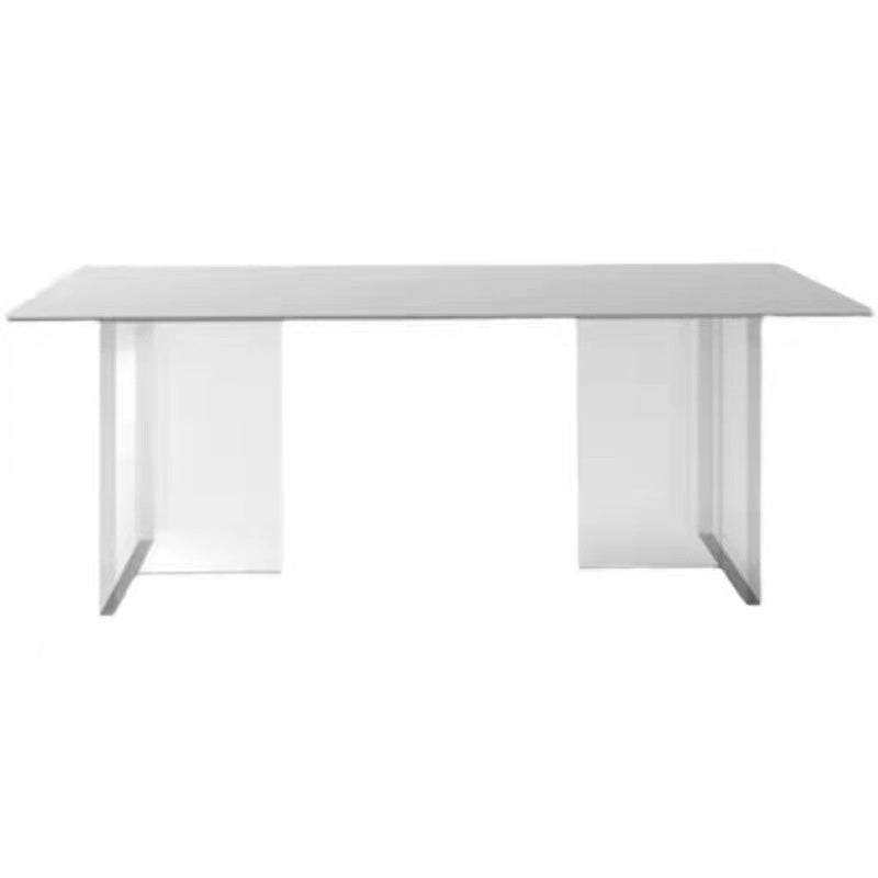 Stone Dining Table Modern Table with Double Pedestal Base for Dining Room