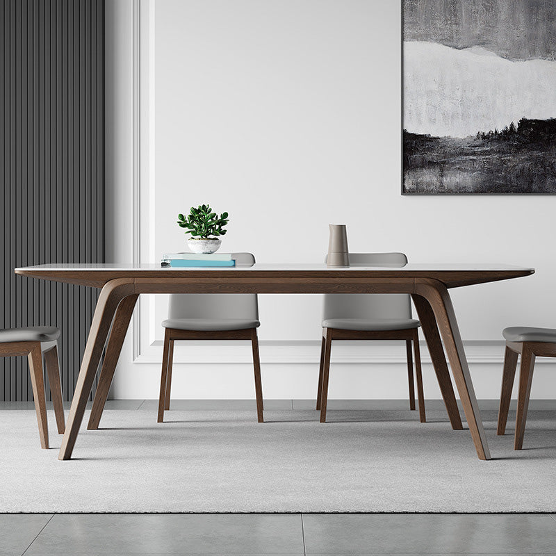 Modern Stone Rectangle Dining Table 4 Legs Table for Kitchen