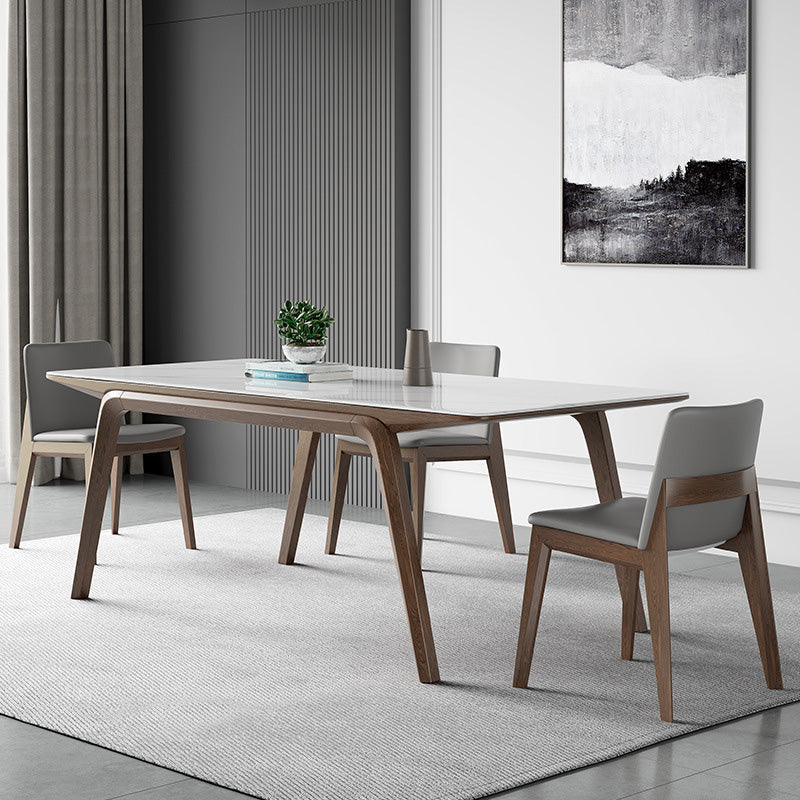 Modern Stone Rectangle Dining Table 4 Legs Table for Kitchen