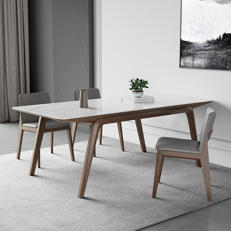 Modern Stone Rectangle Dining Table 4 Legs Table for Kitchen