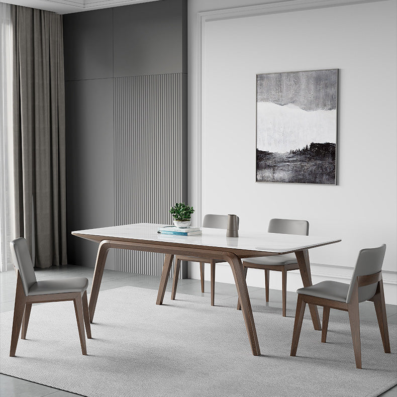 Modern Stone Rectangle Dining Table 4 Legs Table for Kitchen