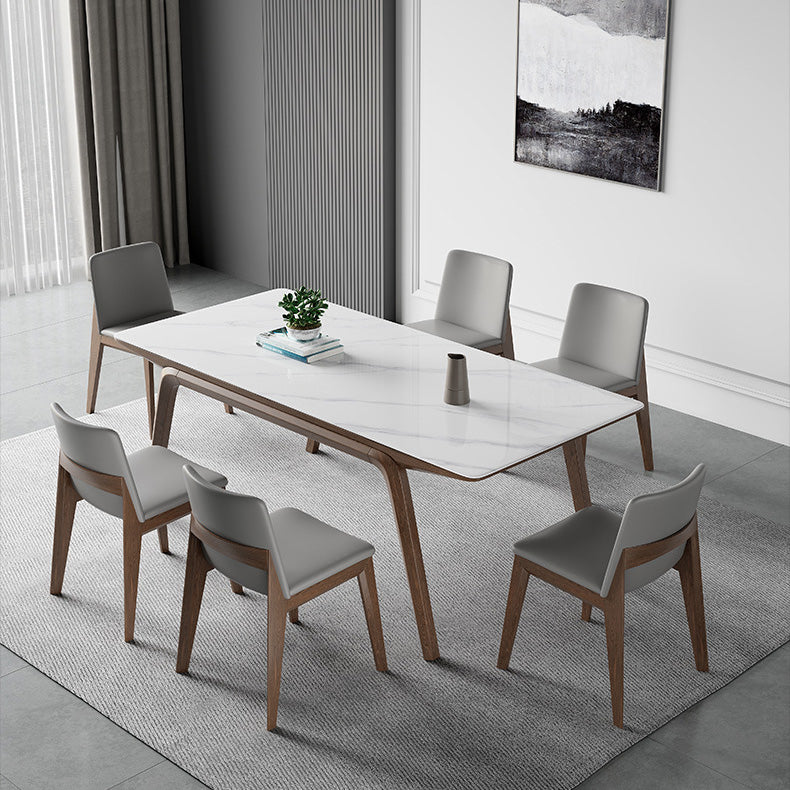 Modern Stone Rectangle Dining Table 4 Legs Table for Kitchen