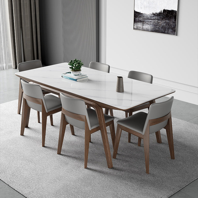 Modern Stone Rectangle Dining Table 4 Legs Table for Kitchen
