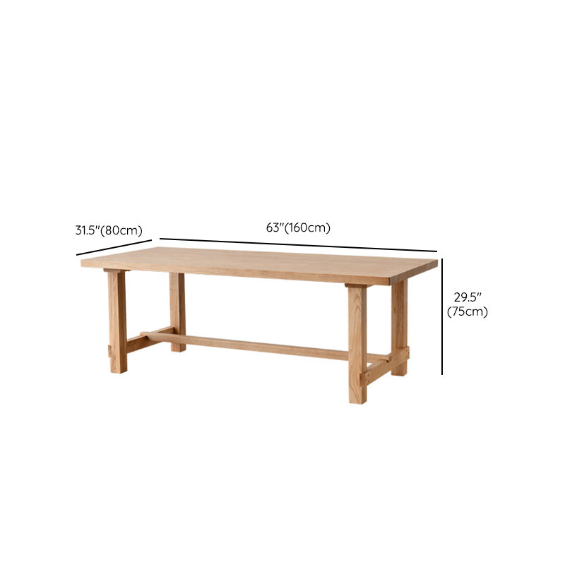 Modern Dining Table Pine Wood Rectangle Table with Trestle Base for Dining Room