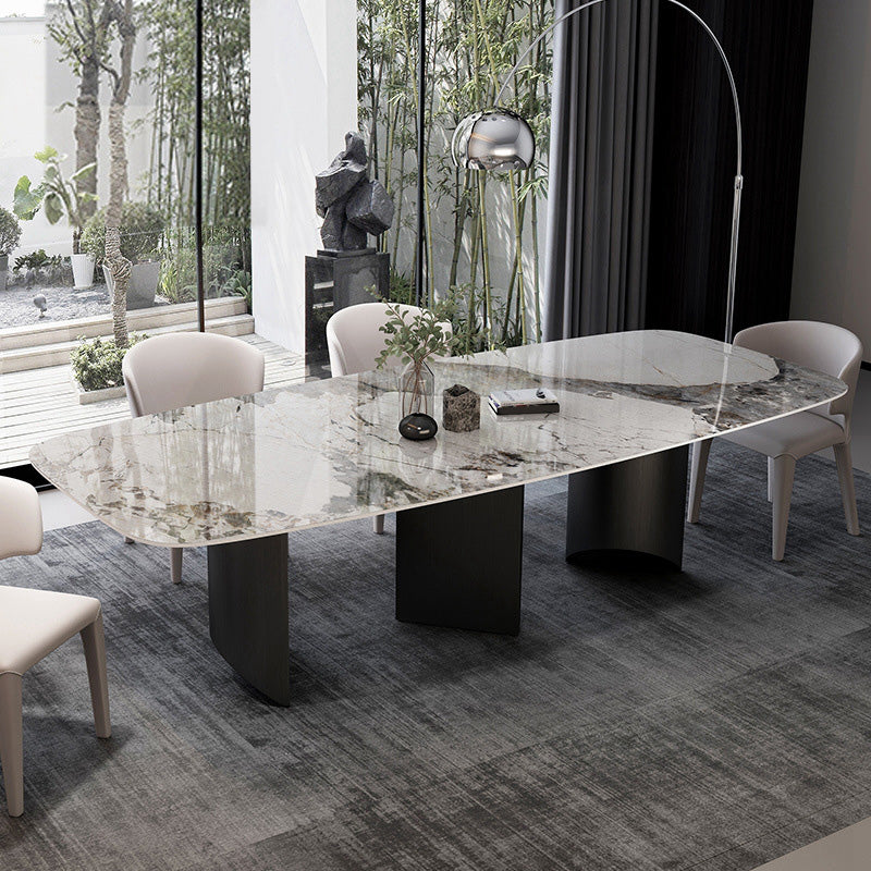 Modern Stone Dining Table Rectangle Table for Dining Room Kitchen