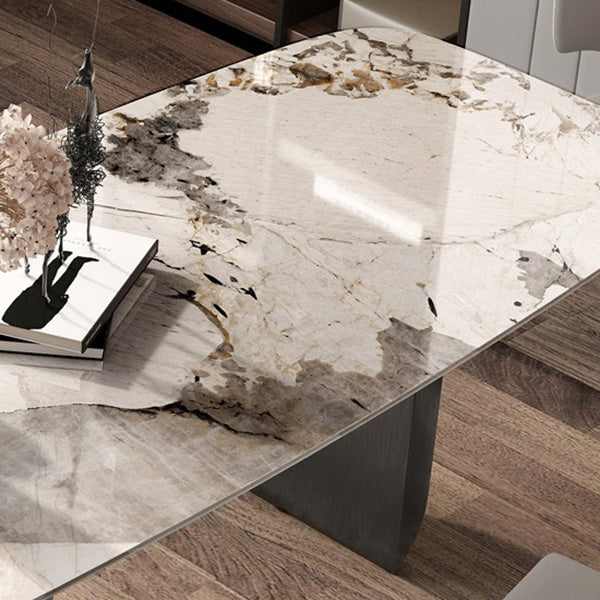 Modern Stone Dining Table Rectangle Table for Dining Room Kitchen