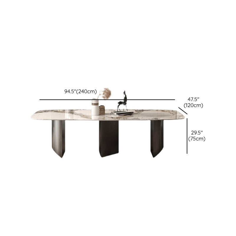 Modern Stone Dining Table Rectangle Table for Dining Room Kitchen