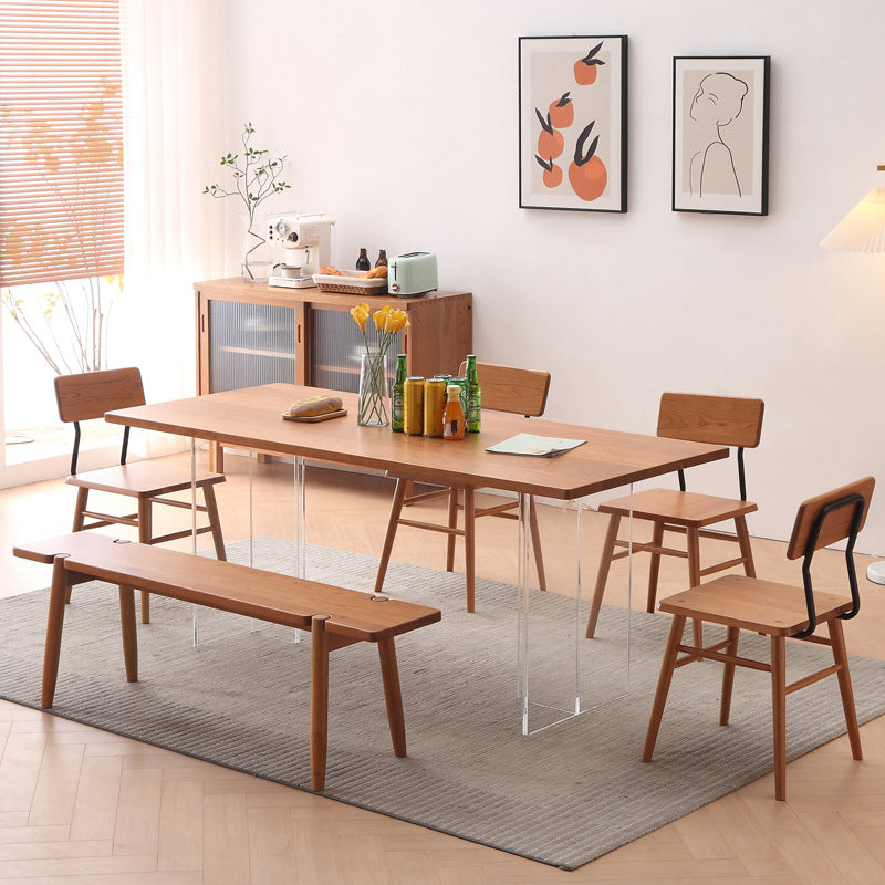 Modern Style Dining Table Rectangle Wood Top Table for Dining Room