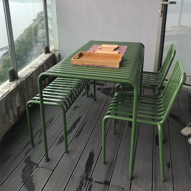 Metal Dining Table Industrial Green Rectangle Rust Resistant Table