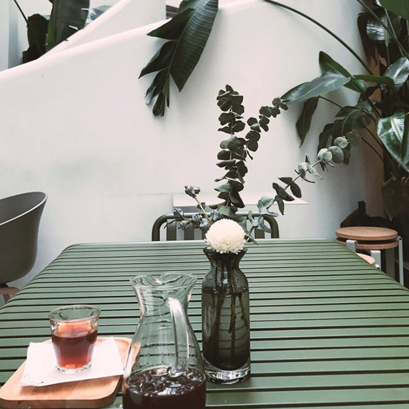 Metal Dining Table Industrial Green Rectangle Rust Resistant Table