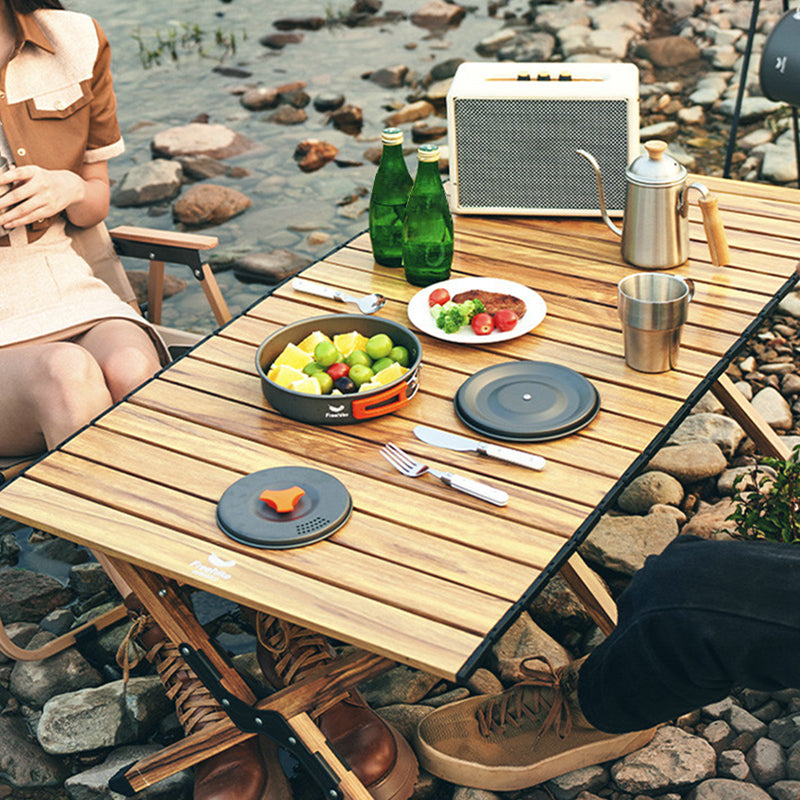 Metal Rectangle Camping Table 17.32" High Rustic Brown Foldable Table
