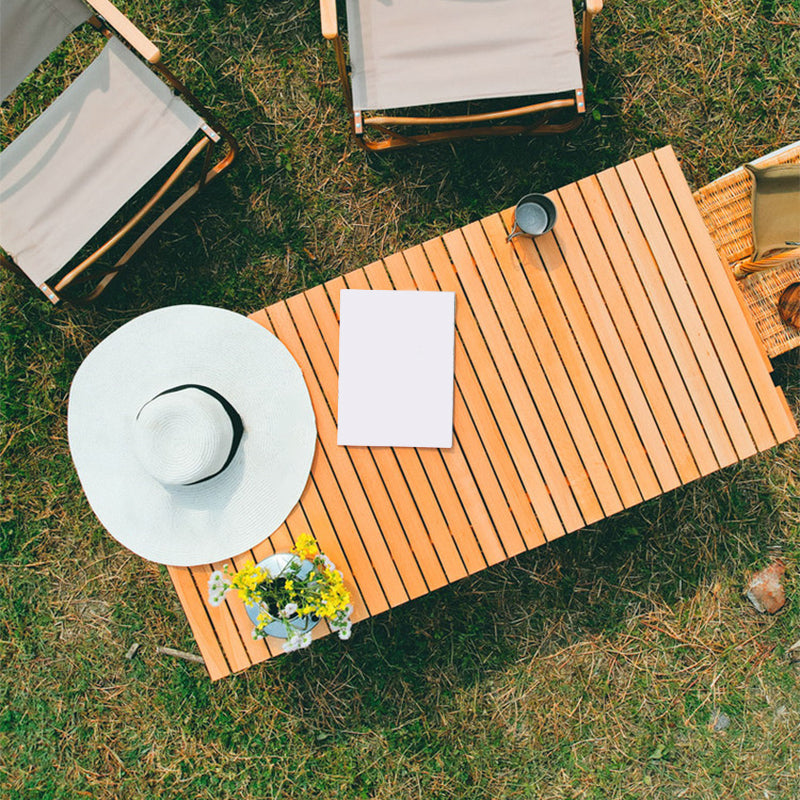 Metal Rectangle Camping Table 17.32" High Rustic Brown Foldable Table