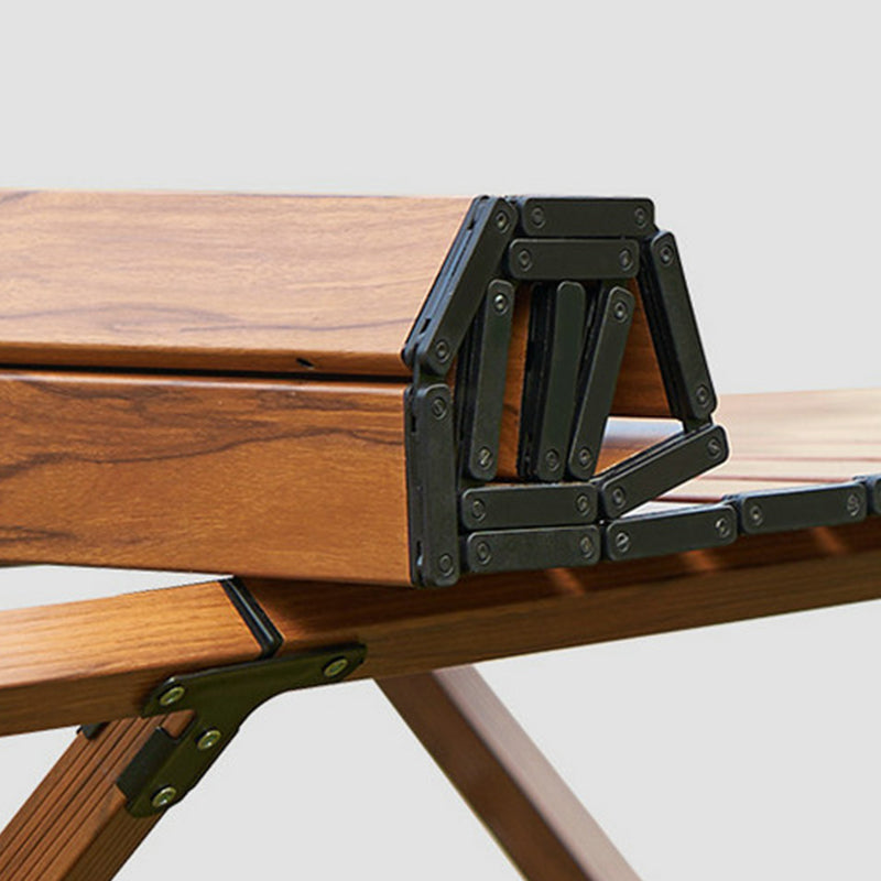 Metal Rectangle Camping Table 17.32" High Rustic Brown Foldable Table