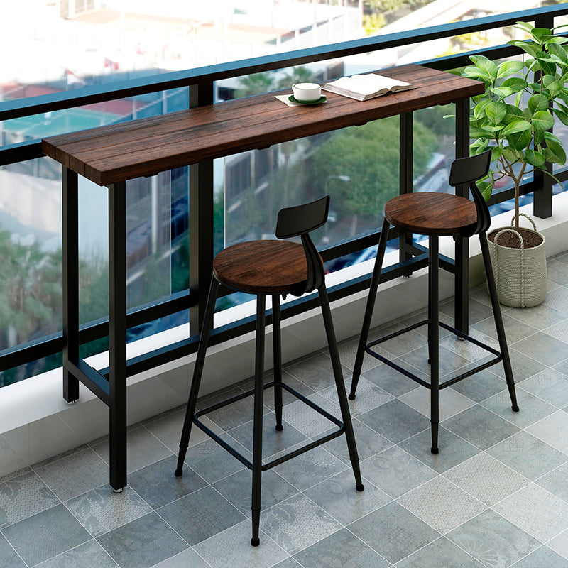 Solid Wood Bar Table 41.33" High Brown Water Resistant Table