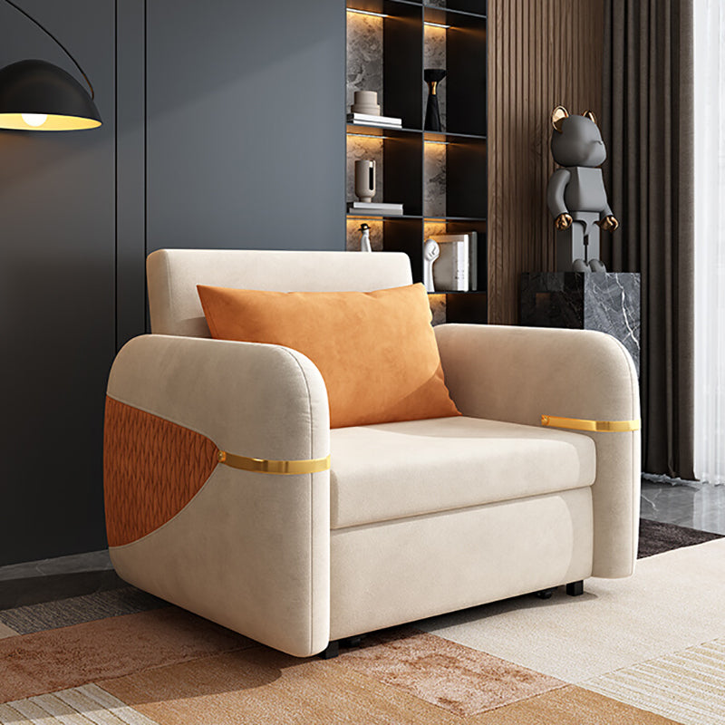 White Square Arms Sofa Futon Cushion Back Foldable Futon Sofa Bed