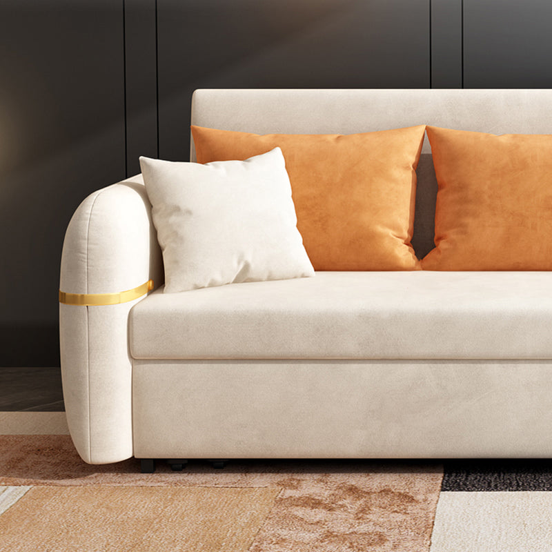 White Square Arms Sofa Futon Cushion Back Foldable Futon Sofa Bed