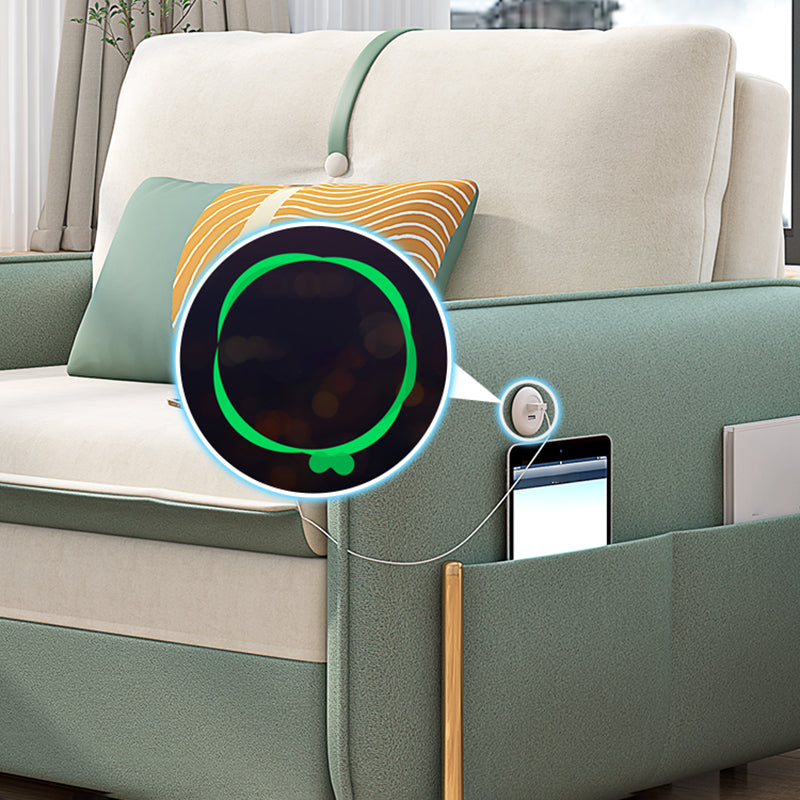 33"H Glam Futon Sofa Bed Futon White Cushion Back Sleeper Sofa with Storage