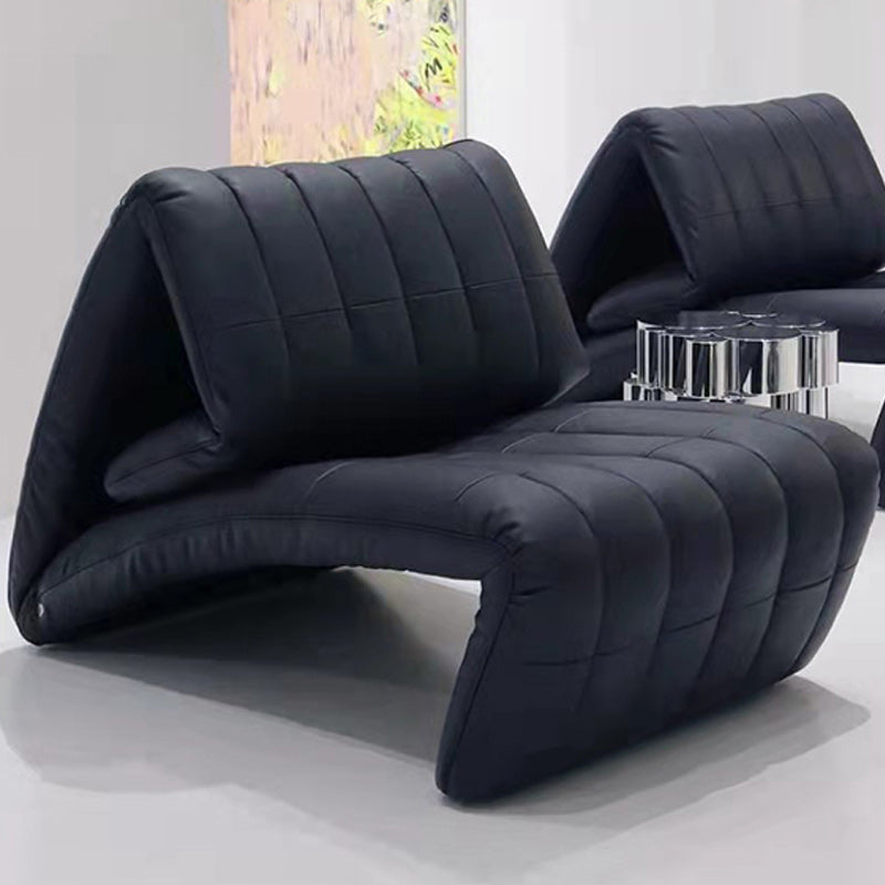 No Motion Standard Recliner Solid Color Genuine Leather Recliner Chair