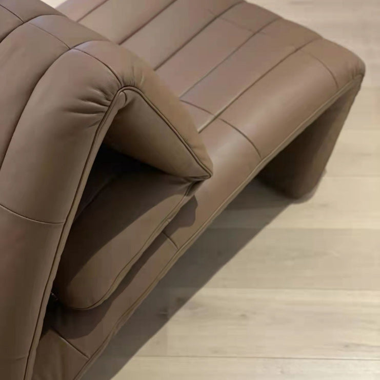No Motion Standard Recliner Solid Color Genuine Leather Recliner Chair