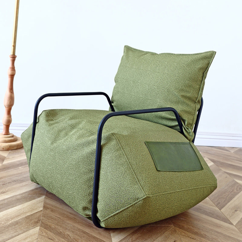 Contemporary Armchair Pillow Back Round Arms with Black Legs Leather Arm Chair