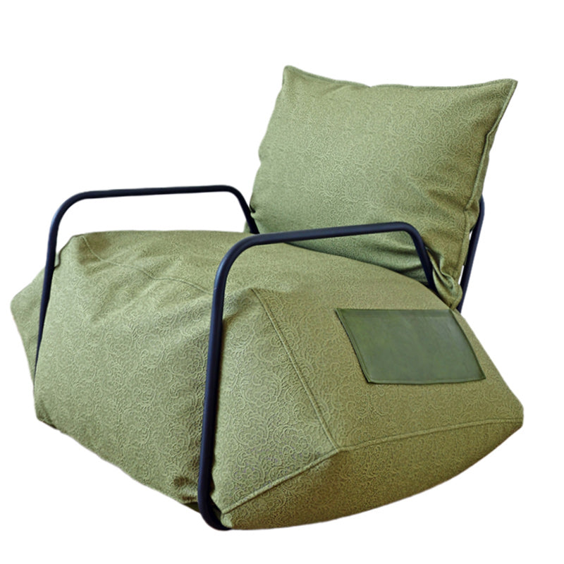 Contemporary Armchair Pillow Back Round Arms with Black Legs Leather Arm Chair