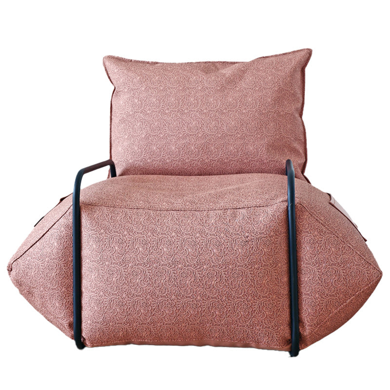 Contemporary Armchair Pillow Back Round Arms with Black Legs Leather Arm Chair