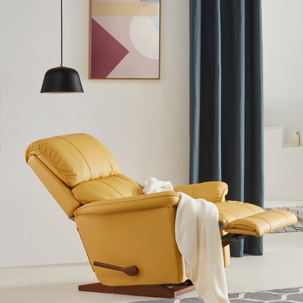 Modern Grain Leather Recliner Chair Solid Color Standard Recliner with Footrest