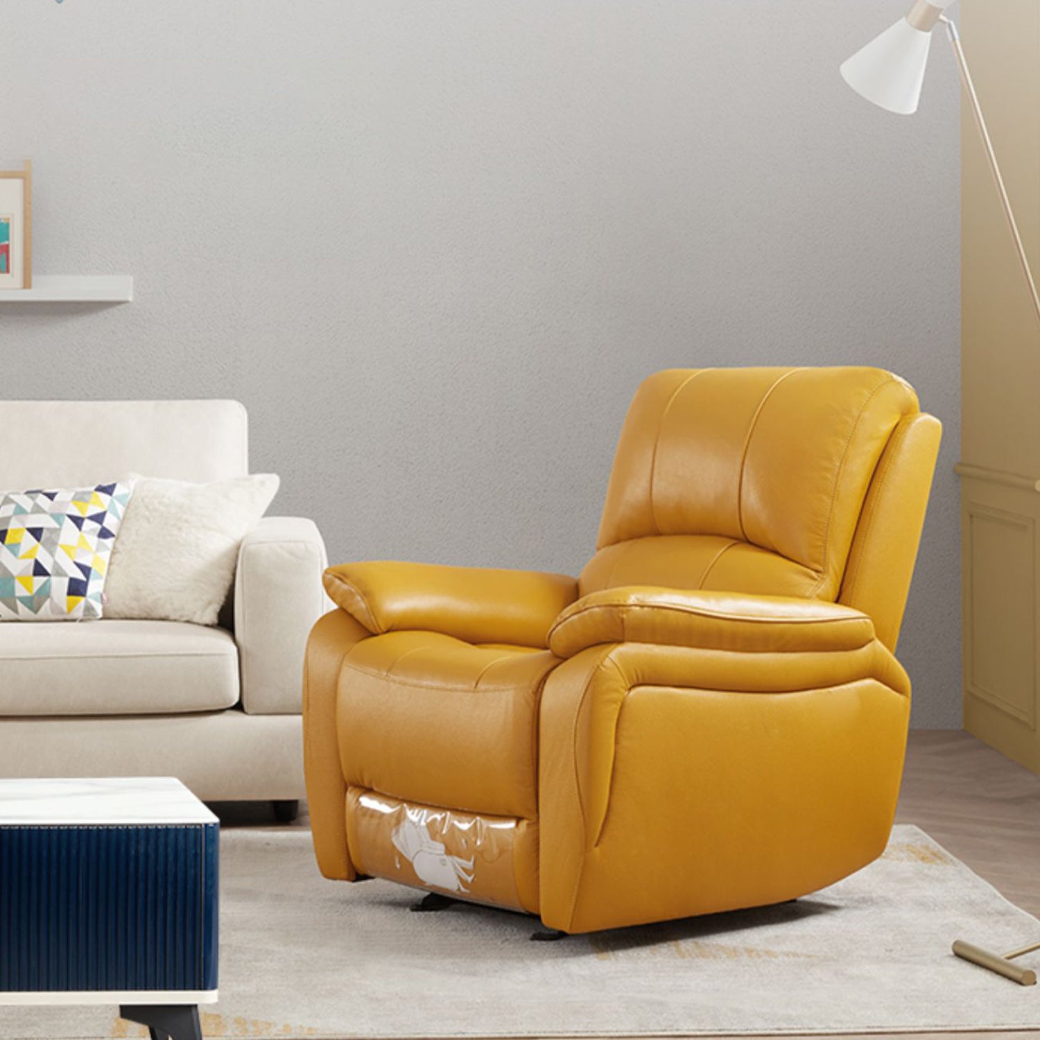 Modern Recliner Chair USB Charge Port Solid Color Standard Recliner