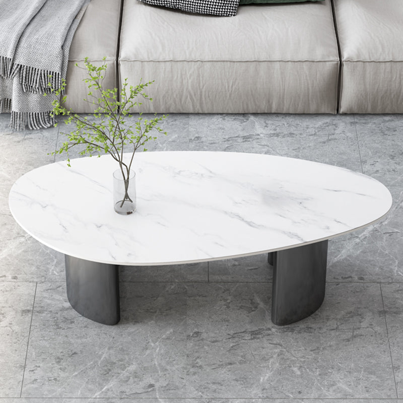 15"H Glam Coffee Table Slate Single White Coffee Cocktail Table