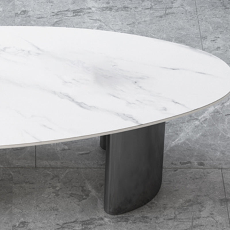 15"H Glam Coffee Table Slate Single White Coffee Cocktail Table