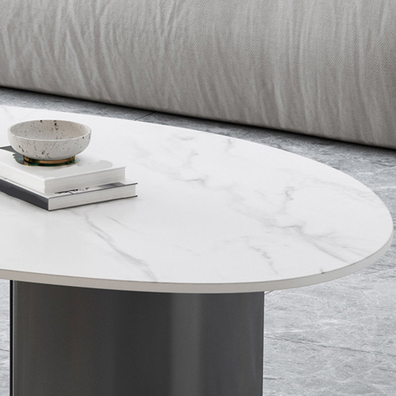 15"H Glam Coffee Table Slate Single White Coffee Cocktail Table