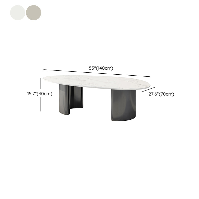 15"H Glam Coffee Table Slate Single White Coffee Cocktail Table