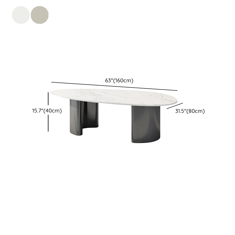 15"H Glam Coffee Table Slate Single White Coffee Cocktail Table