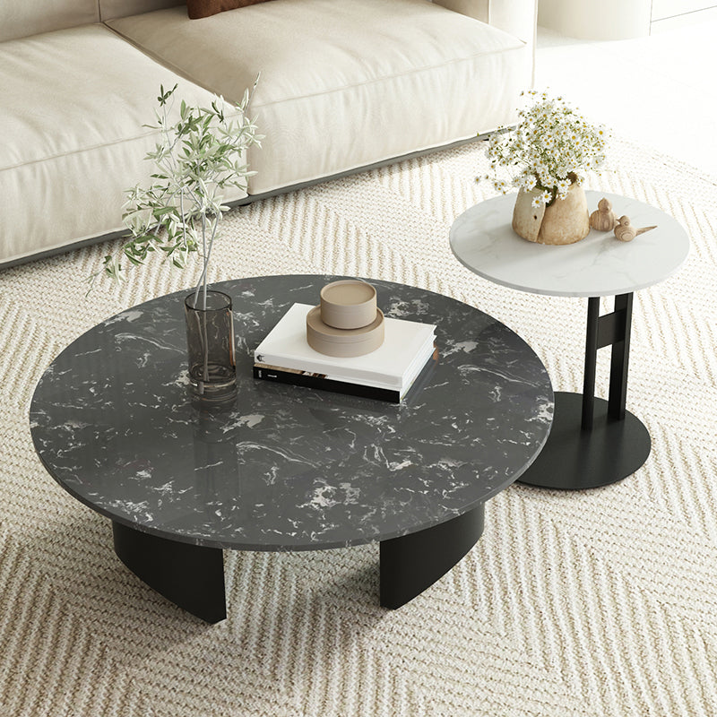 Modern Slate Coffee Table Round Coffee Table for Living Room