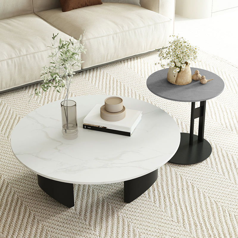 Modern Slate Coffee Table Round Coffee Table for Living Room