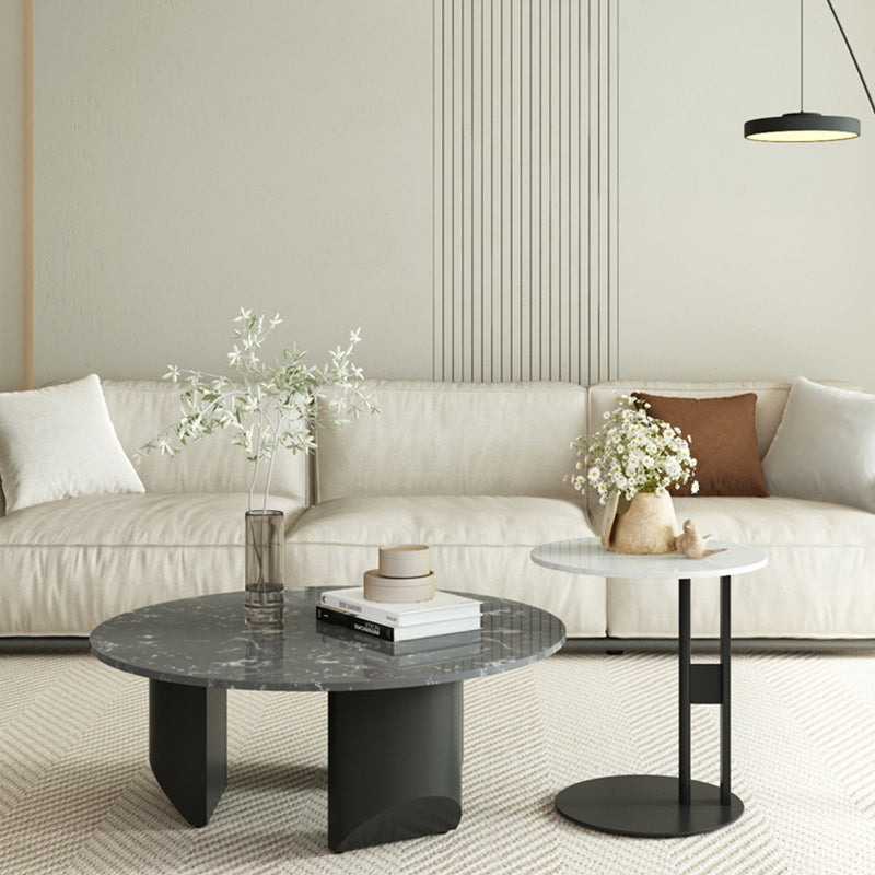 Modern Slate Coffee Table Round Coffee Table for Living Room