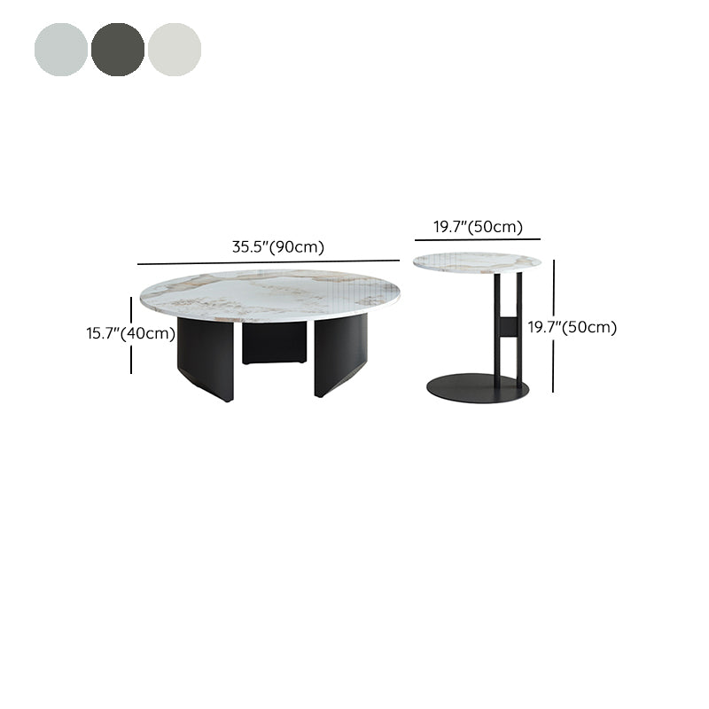 Modern Slate Coffee Table Round Coffee Table for Living Room