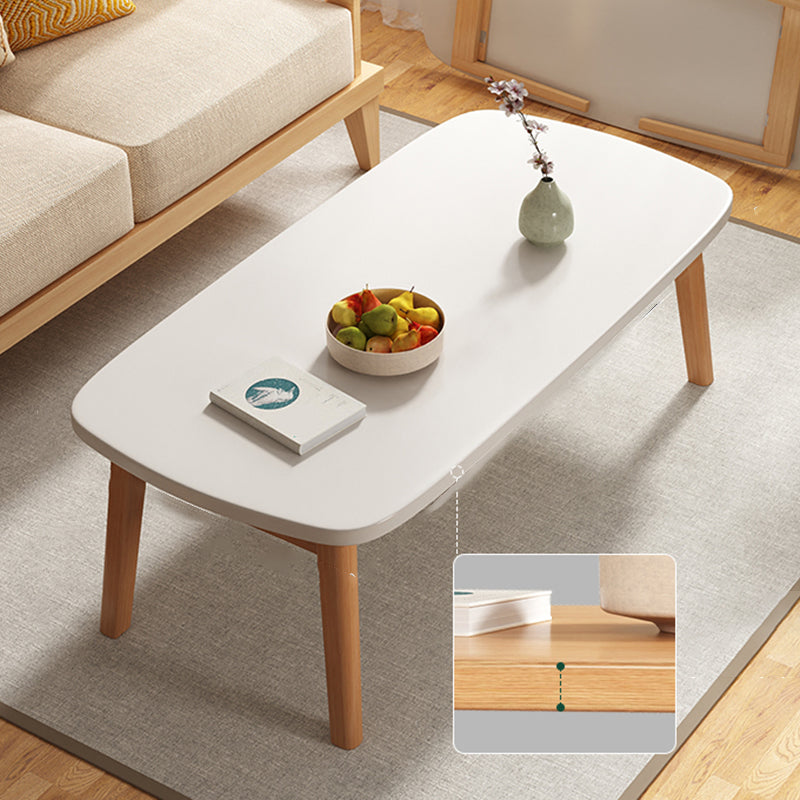 Modern Solid Wood Rectangular Coffee Table 4 Legs Folding Cocktail Table